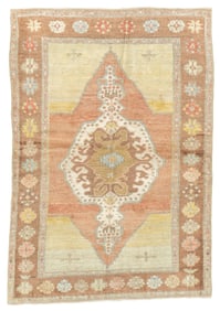 Vintage Turkish Oushak Rug 3'8" x 5'3" (1.12 x 1.60 M)