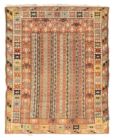Antique Turkish Milas Rug 3'9" x 4'6" (1.14 x 1.37 M)
