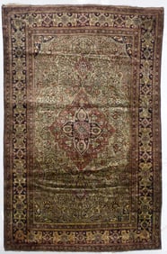 Antique Mohtasham Kashan Rug 4'7" x 7'2" (1.40 x 2.18 M)