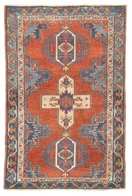 Antique Persian Heriz Rug 3'10" x 4'5" (1.17 x 1.35 M)