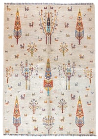 Persian Gabbeh Rug 5'6" x 7'7" (1.68 x 2.31 M)