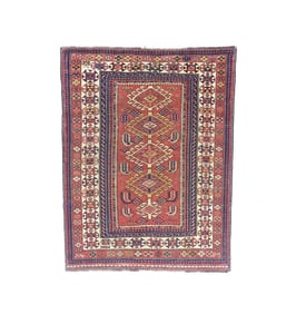 Antique Kazak Rug 3'8" x 4?11" (1.12 x 1.50 M)