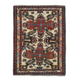 Antique Caucasian Zehour Rug 3' x 3'11" (0.91 x 1.19 M)