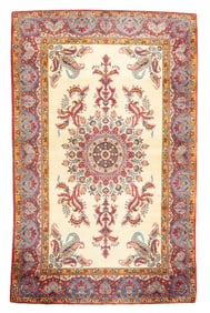 Antique Persian Qum Rug 4'5" x 7'1" (1.35 x 2.16 M)