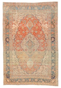 Antique Persian Mohtasham Kashan Rug 4'4" x 6'5" (1.32 x 1.96 M)