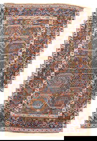 Antique Persian Tribal Kurdish Rug 4'2" x 6'4" (1.27 x 1.93 M)