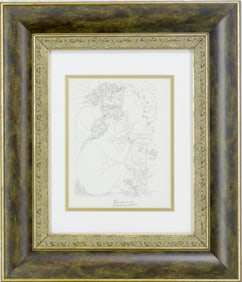 After Pablo Picasso Sculptor and Model Seated Before a Sculpture Head