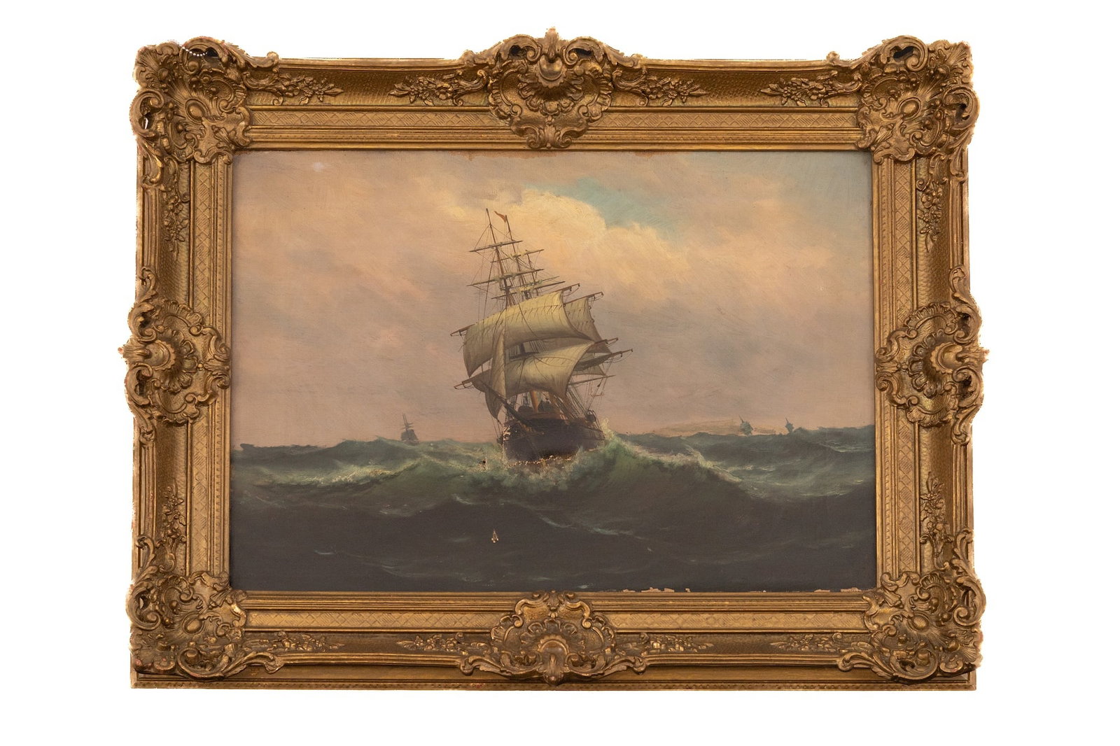 Sail Boat in Rough Seas: Sail Boat in Rough Seas Size Without Frame (inches) 19.5 x 14 Size with Frame (inches)