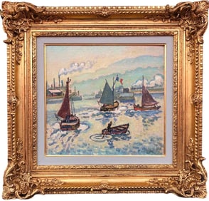 Henri Lienard de Saint-Delis (1878 - 1949) - The Entrance to Honfleur Harbor