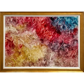 Kamran Khavarani Heavenly Flowers Original Oil On Paper