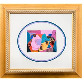 Signed Joseph Holston Saturday Night Fight Hand Colored Etching