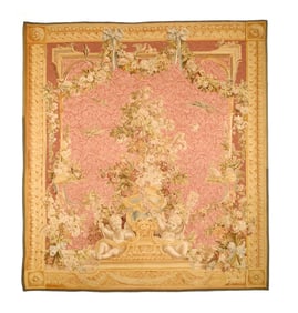 Extremely Fine and Rare Antique French Beauvais Aubusson Tapestry Rug 9'1" x 9'10" (2.77 x 3.00 M)