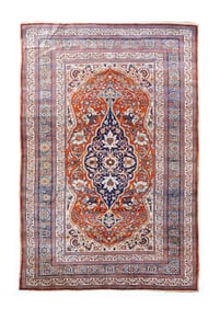 Extremely Fine Antique Persian Silk Heriz Rug 4'3" x 6'5" (1.30 x 1.96 M)