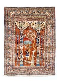 Antique Persian Silk Heriz Rug 4'6" x 6' (1.37 x 1.83 M)