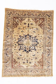 Antique Persian Silk Heriz Rug 4'8'' x 6'2'' (1.42 x 1.88 M)