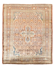 Antique Persian Silk Heriz Rug 4'6" x 5'5" (1.37 x 1.65 M)