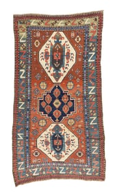 Antique Caucasian Kazak Rug 5' x 9' (1.52 x 2.74 M)