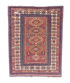 Antique Caucasian Kuba Rug 3'8" x 4'11" (1.12 x 1.50 M)