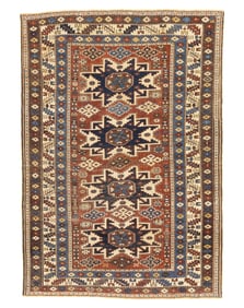 Antique Caucasian Lezgi Rug 3'7" x 5'2" (1.09 x 1.57 M)