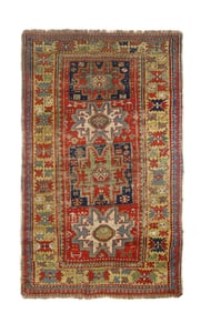Antique Caucasian Lezgi Rug 4' x 6'9" (1.22 x 2.06 M)