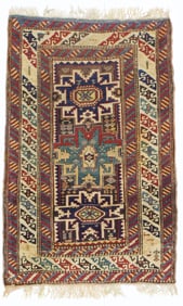 Antique Caucasian Lezgi Rug 2'10" x 4'5" (0.86 x 1.35 M)