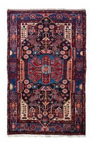 Vintage Persian Hamadan Rug 5' x 8'2" (1.52 x 2.49 M)