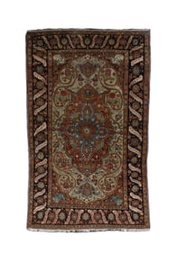 Fine Antique Persian Mohtasham Kashan Rug 4'5" x 7'9" (1.35 x 2.36 M)