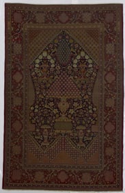 Antique Persian Dabir Kashan Rug 4'3" x 6'8" (1.30 x 2.03 M)