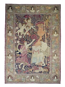 Antique Persian Kerman Pictorial Rug 7'5'' x 10'4'' (2.26 x 3.15 M)