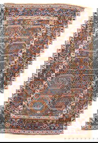 Antique Persian Tribal Kurdish Rug 4'2" x 6'4" (1.27 x 1.93 M)