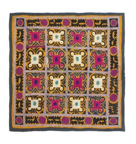 Vintage Uzbak Suznai Rug 3'10" x 4' (1.17 x 1.22 M)