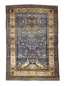 Extremely Fine Antique Persian Tehran with great and rare color background Rug 6'5" x 9'5" (1.96 x