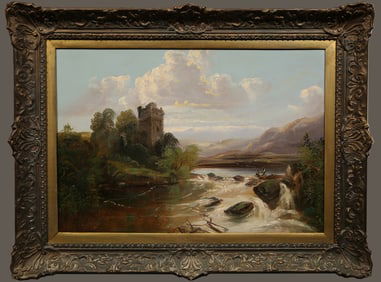 Hermann Herzog AMERICANGERMAN 18321932 Oil on Panel 18 x 26 Frame 25 x 33
