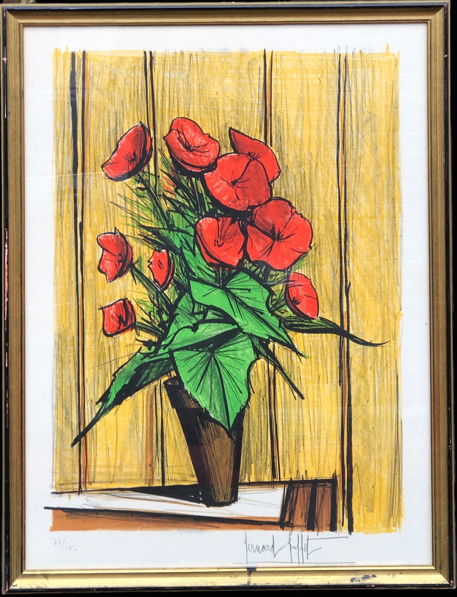 Buffet Bernard Colour Lithograph on Paper: BUFFET Bernard ( 1928 - 1999 )Les b?gonias, 1977.Colour lithograph on paper, signed "Bernard Buffet" in the lower right margin.Numbered 71-150 lower left.75.5 x 56 cm