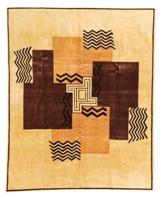 Mid-century French Rug 7'2" x 9'1" (2.18 x 2.77 M)