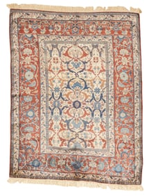 Extremely and Rare Antique Persian Silk Heriz Rug 4'6" x 5'9" (1.37 x 1.75 M)