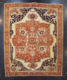 Antique Persian Serapi Rug 9' x 12' (2.74 x 3.66 M)