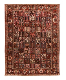 Vintage Persian Bakhtiari Panel Design Rug 10'9" x 14' (3.28 x 4.27 M)