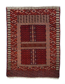 Antique Hachli Bokhara Rug 3'7'' x 4'10'' (1.09 x 1.47 M)