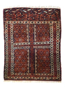 Antique Hachli Bokhara Area Rug 4'2" x 5'2" (1.27 x 1.57 M)