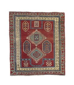 Antique Caucasian Fakhralou Kazak Rug 3'4" x 3'9" (1.02 x 1.14 M)
