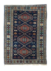 Antique Caucasian Shirvan Rug 3'3" x 4'5" (0.99 x 1.35 M)