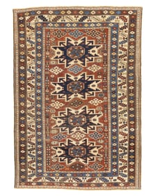 Antique Lezgi Rug 3'7" x 5'2" (1.09 x 1.57 M)