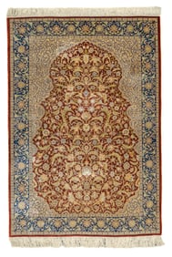 Antique Turkish Silk Hereke Rug 4'1" x 5'11" (1.24 x 1.80 M)