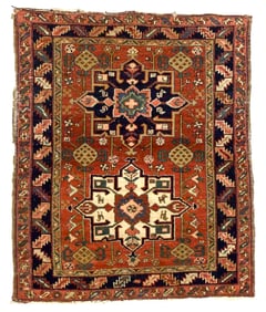 Antique Heriz Karajeh Rug 3'4" x 4'2" (1.02 x 1.27 M)