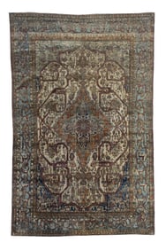 Antique Persian Silk Mohtasham Kashan Rug 6'5" x 10' (1.96 x 3.05 M)