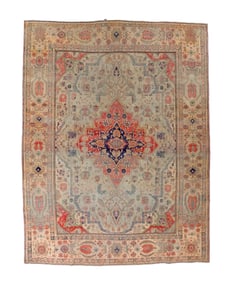 Antique Persian Mohtashan Kashan Rug 7'8" x 10'10" (2.34 x 3.30 M)