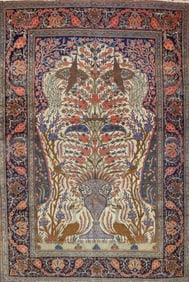 Antique Persian Mohtasham Kashan Rug 4'6" x 6'9" (1.37 x 2.06 M)