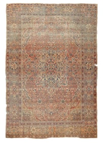 Antique Persian Mohtasham Kashan Rug 7'5" x 10'9" (2.26 x 3.28 M)