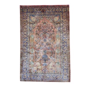 Antique Persian Silk Kashan Rug 4'3" x 6'8" (1.30 x 2.03 M)